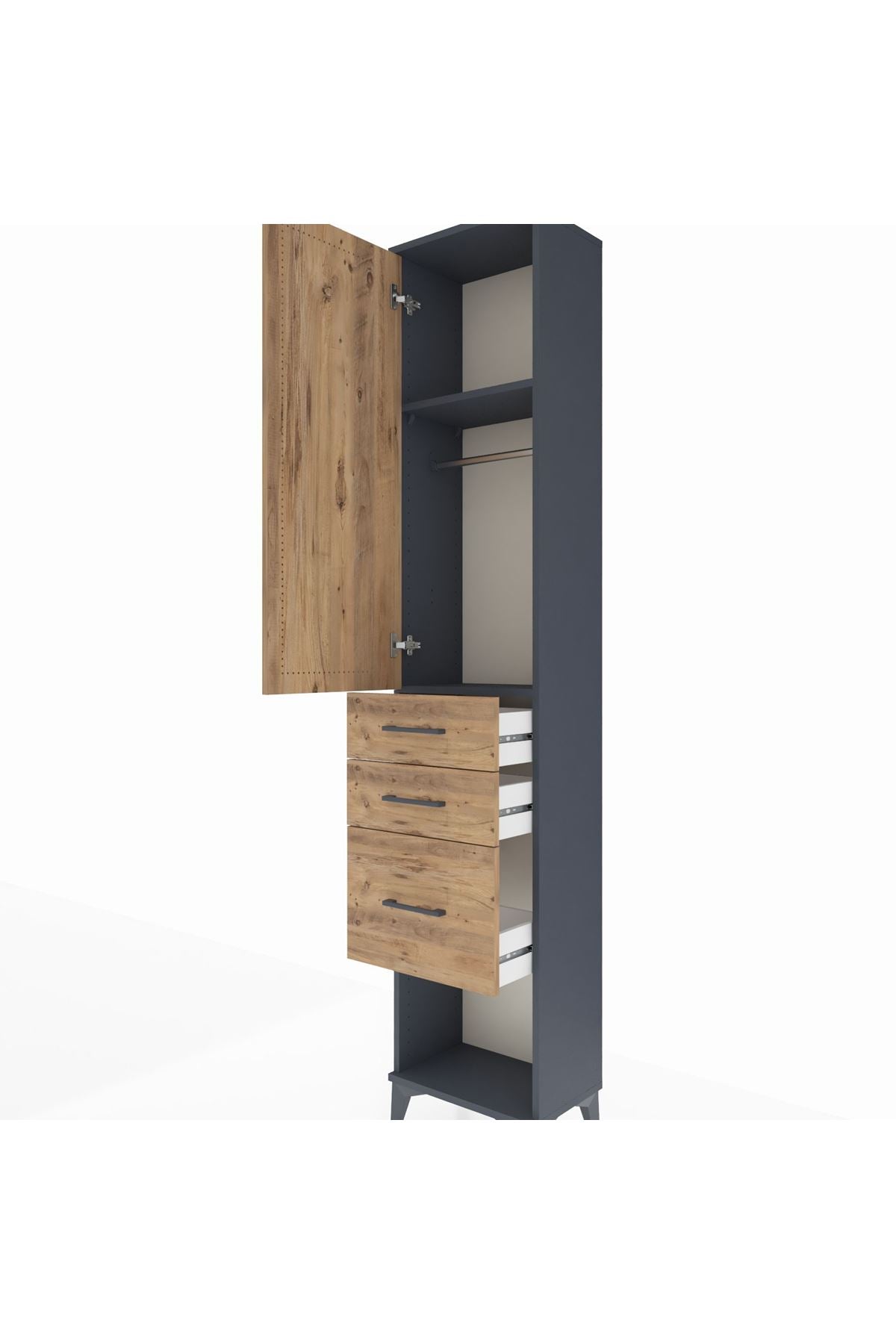 Arges Dolap 2 Raflı 3 Çekmeceli Tek Askılı 44x30x221 - S28M150V6A