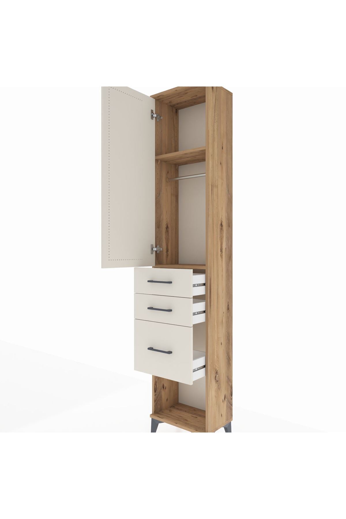 Arges Dolap 2 Raflı 3 Çekmeceli Tek Askılı 44x30x221 - S28M150V7A