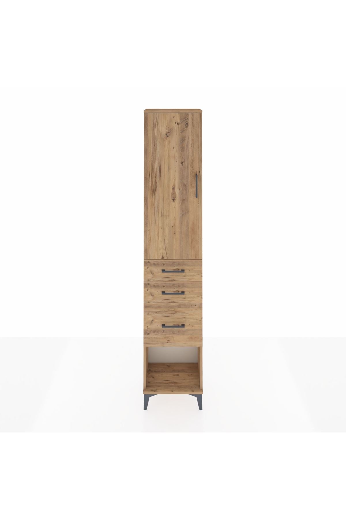 Arges Dolap 2 Raflı 3 Çekmeceli Tek Askılı 44x30x221 Çam-Çam