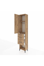 Arges Dolap 2 Raflı 3 Çekmeceli Tek Askılı 44x30x221 Çam-Çam