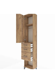 Arges Dolap 2 Raflı 3 Çekmeceli Tek Askılı 44x30x221 Çam-Çam