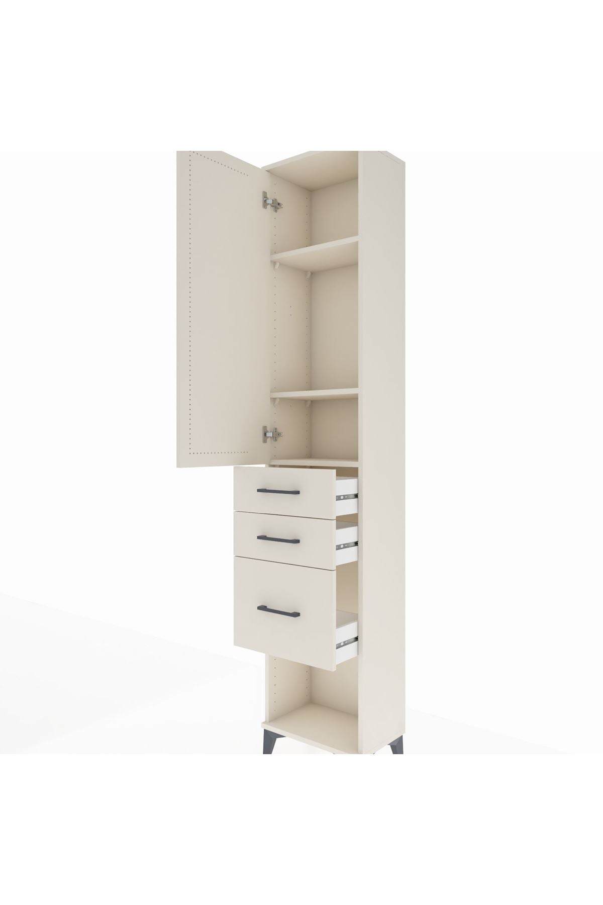 Arges Dolap 3 Raflı 3 Çekmeceli Tek Kapaklı 44x30x221 Aytaşı-Aytaşı