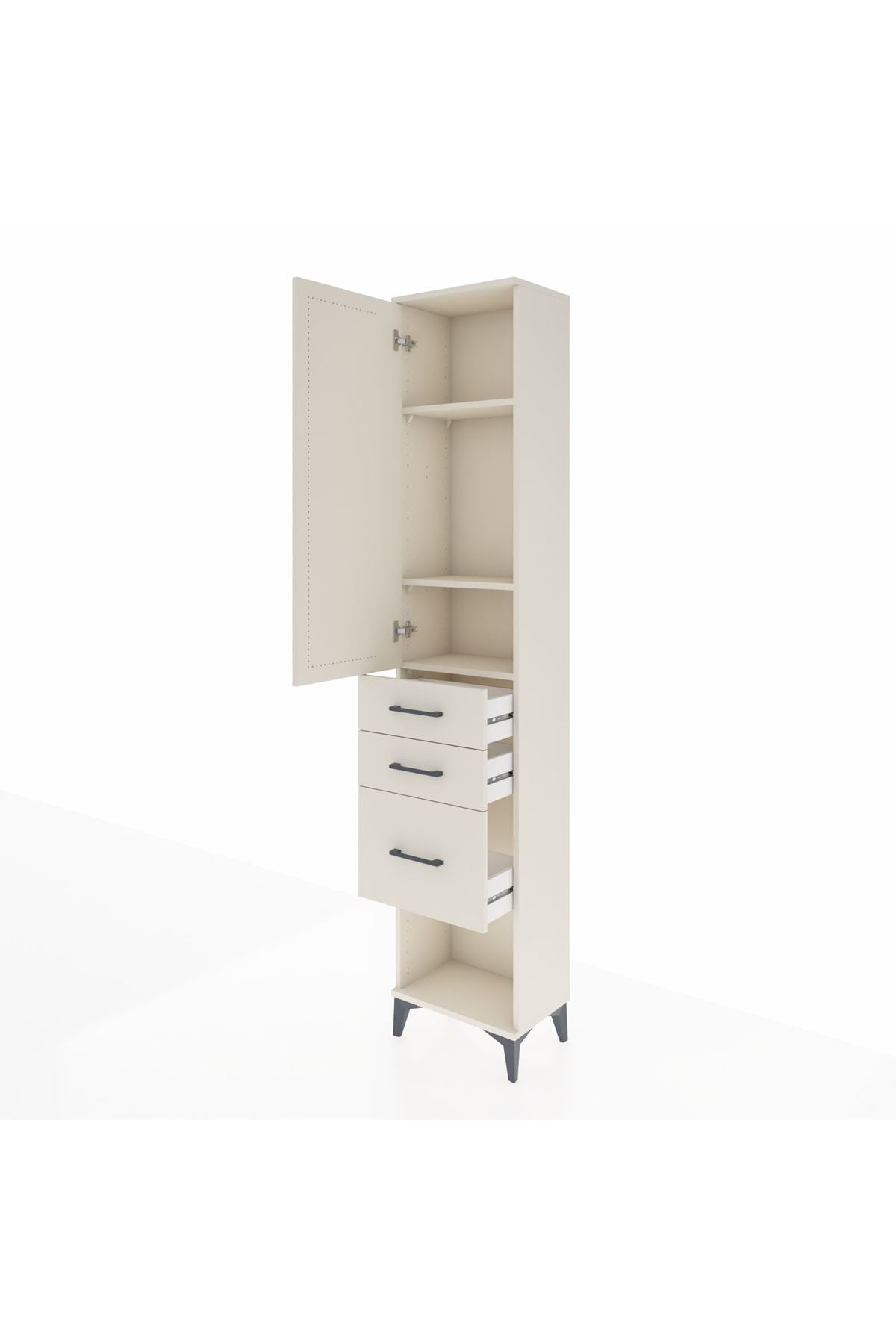 Arges Dolap 3 Raflı 3 Çekmeceli Tek Kapaklı 44x30x221 Aytaşı-Aytaşı