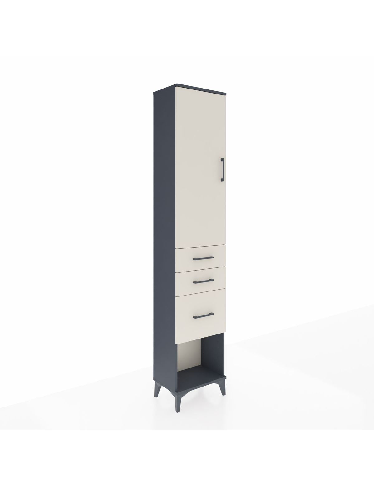 Arges Dolap 3 Raflı 3 Çekmeceli Tek Kapaklı 44x30x221 Antrasit-Aytaşı