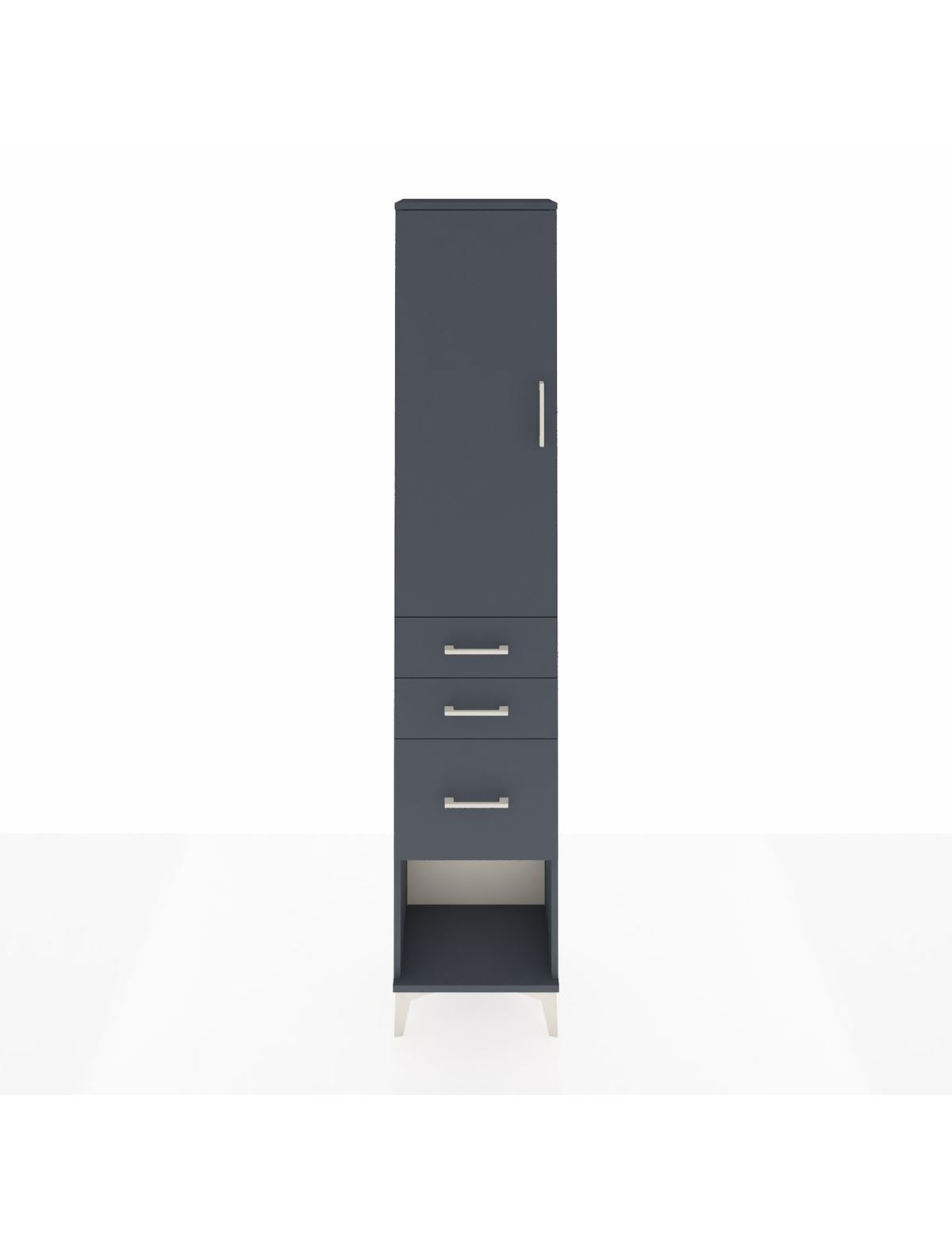 Arges Dolap 3 Raflı 3 Çekmeceli Tek Kapaklı 44x30x221 Antrasit-Antrasit