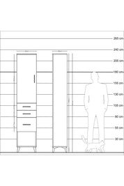 Arges Dolap 3 Raflı 3 Çekmeceli Tek Kapaklı 44x30x221 Antrasit-Çam