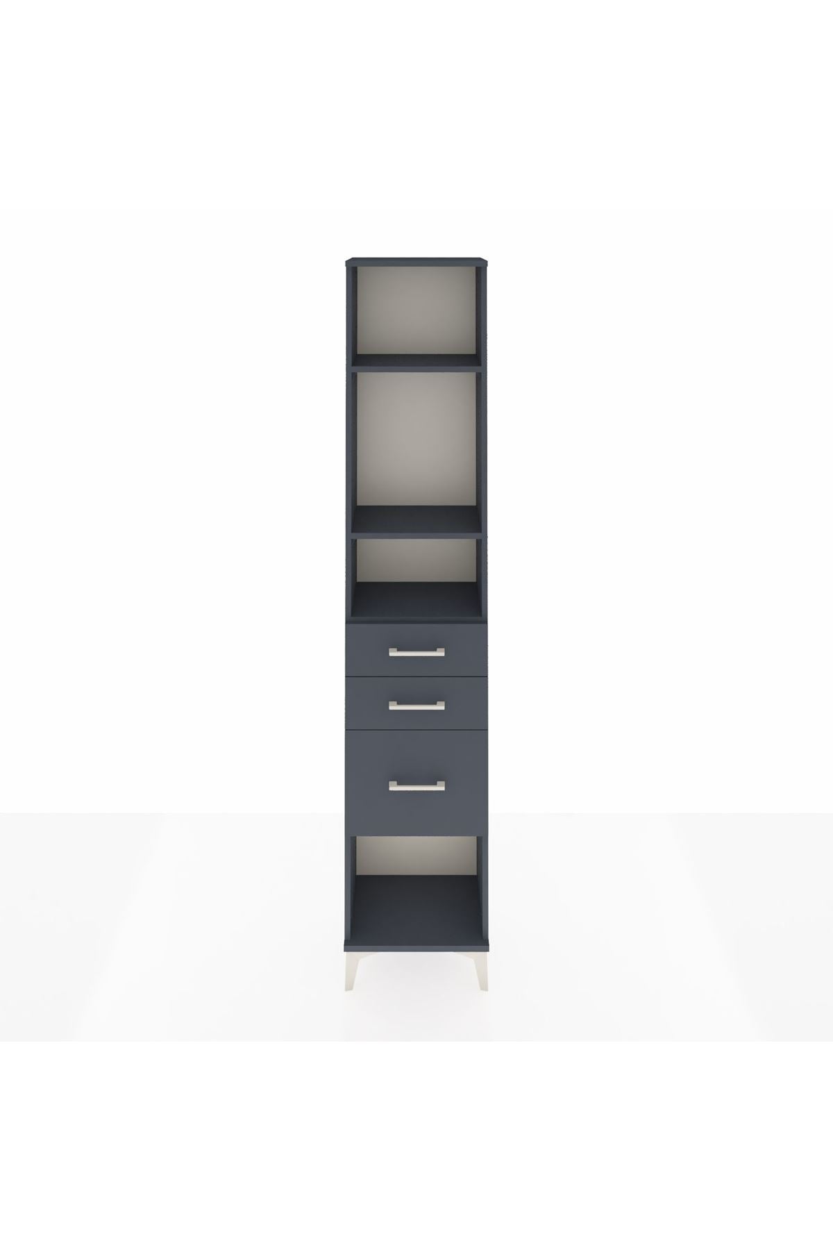 Arges Dolap 3 Raflı 3 Çekmeceli 44x30x221 Antrasit-Antrasit