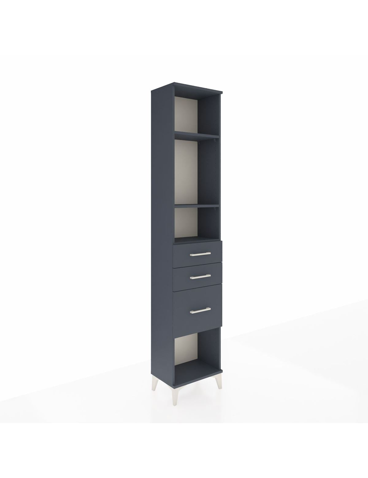 Arges Dolap 3 Raflı 3 Çekmeceli 44x30x221 Antrasit-Antrasit