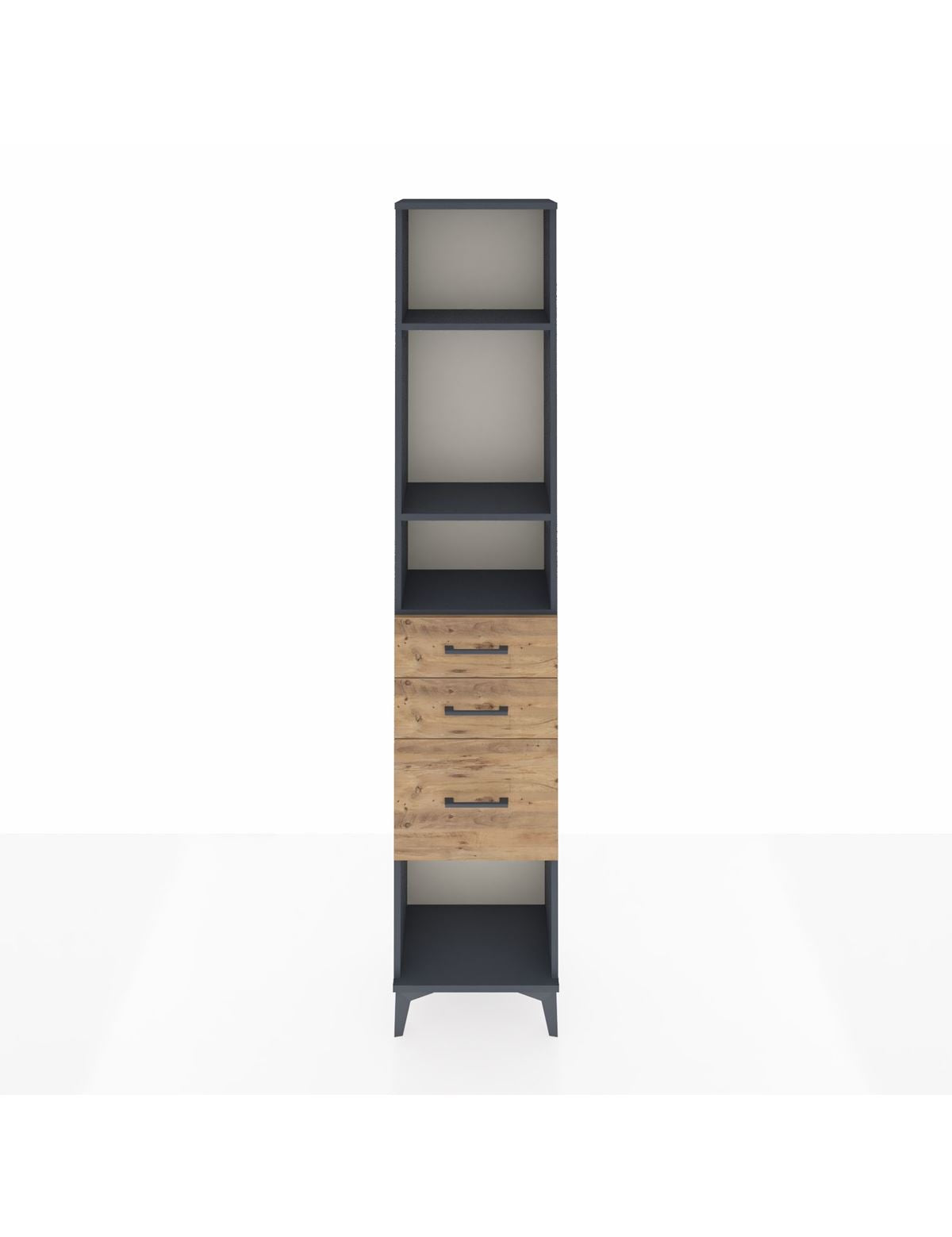 Arges Dolap 3 Raflı 3 Çekmeceli 44x30x221 Antrasit-Çam