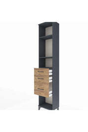 Arges Dolap 3 Raflı 3 Çekmeceli 44x30x221 Antrasit-Çam