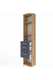 Arges Dolap 3 Raflı 3 Çekmeceli 44x30x221 Çam-Antrasit