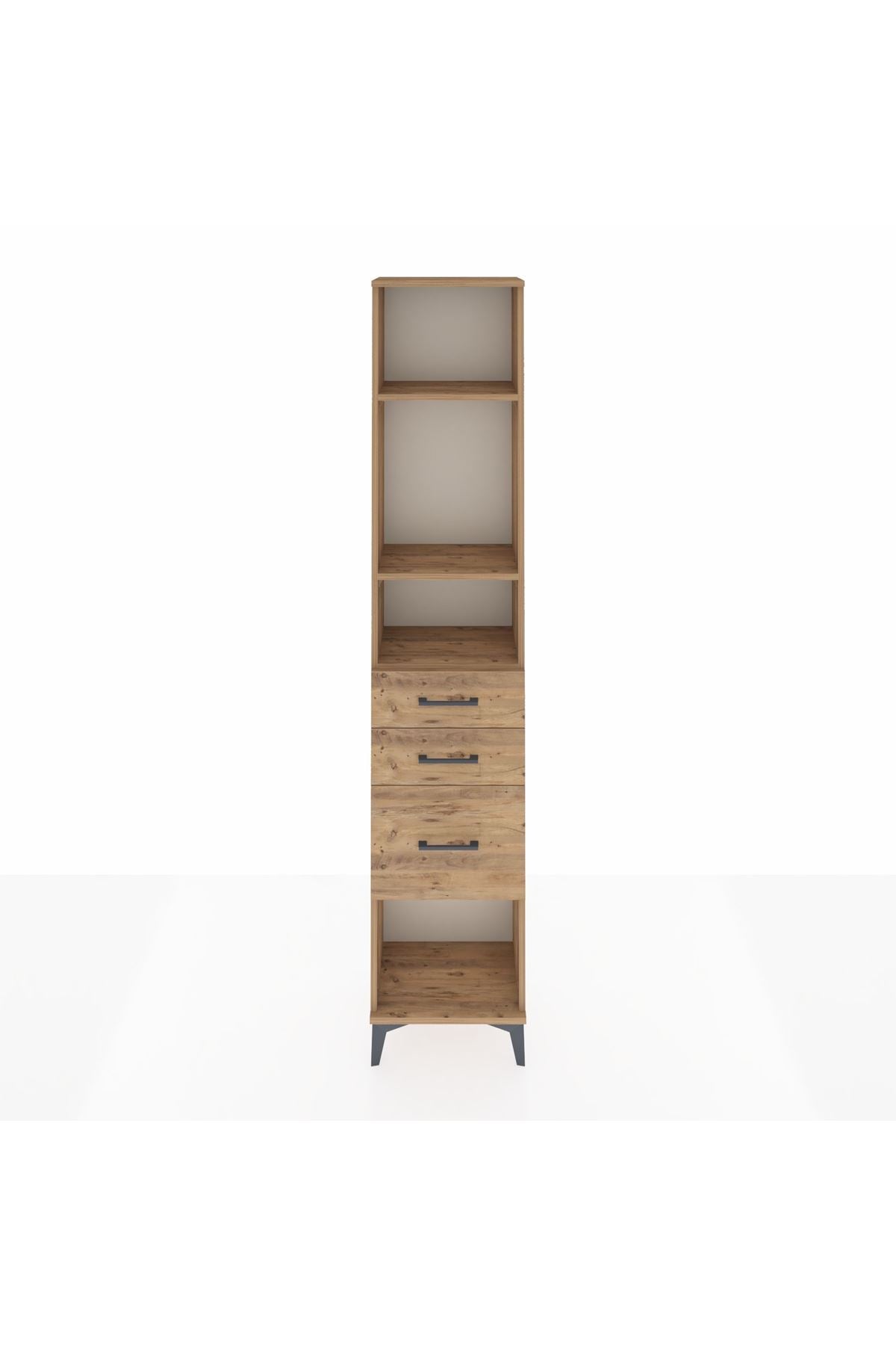 Arges Dolap 3 Raflı 3 Çekmeceli 44x30x221 Çam-Çam