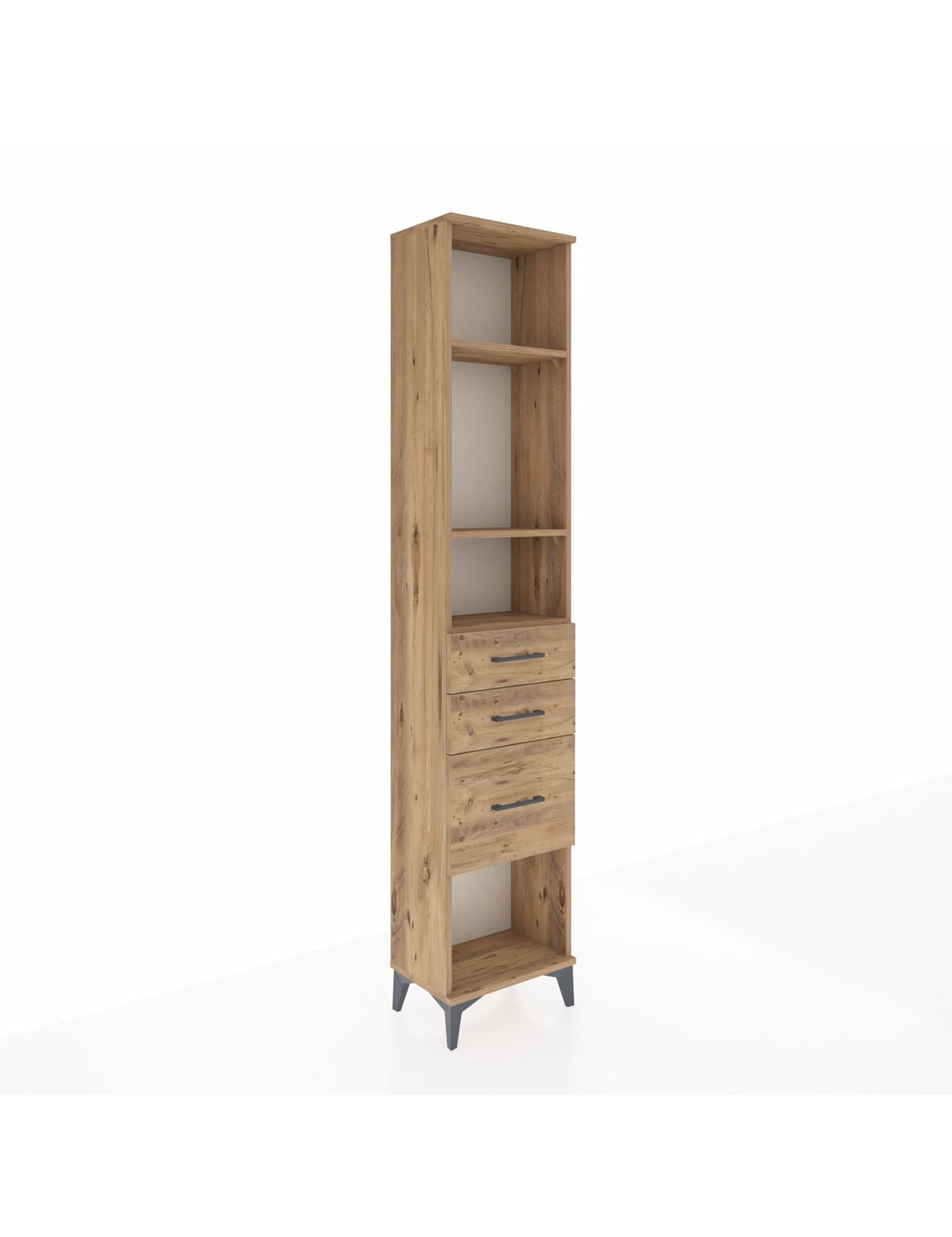 Arges Dolap 3 Raflı 3 Çekmeceli 44x30x221 Çam-Çam