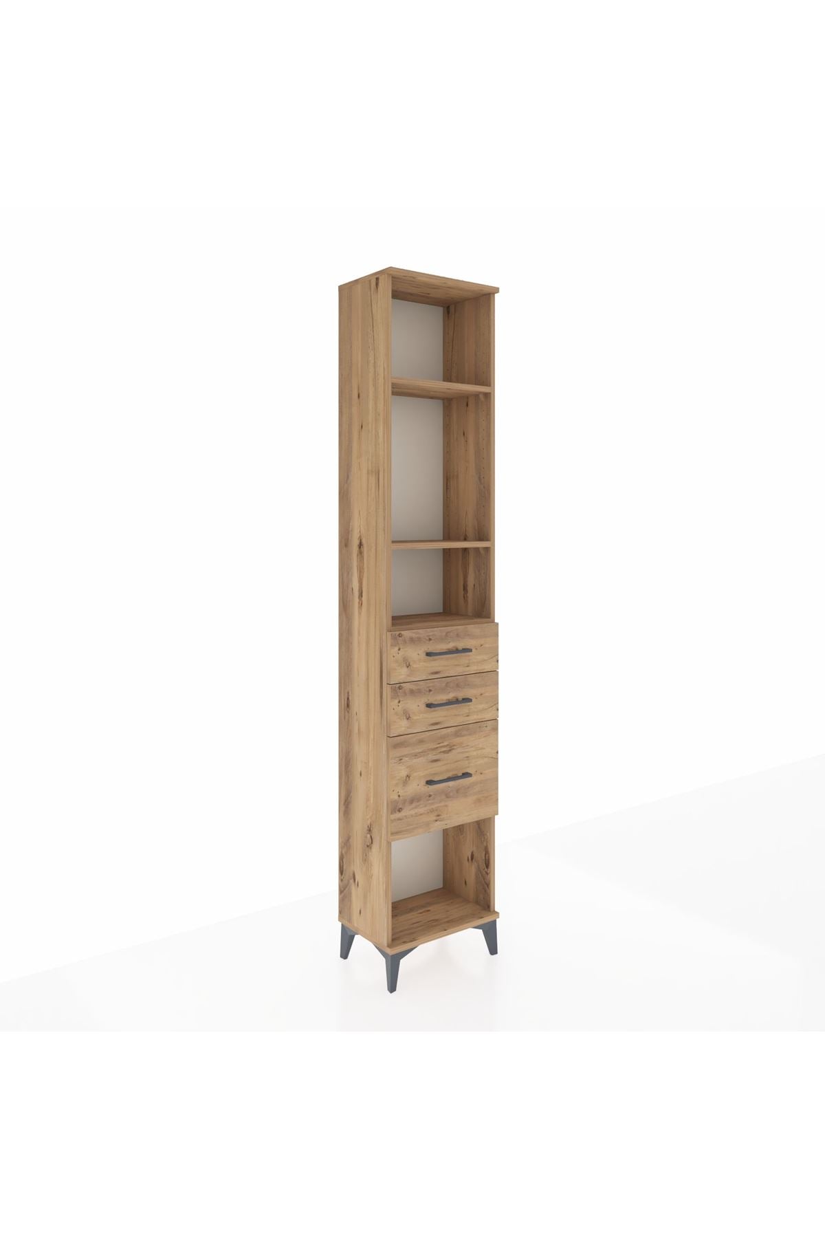 Arges Dolap 3 Raflı 3 Çekmeceli 44x30x221 Çam-Çam