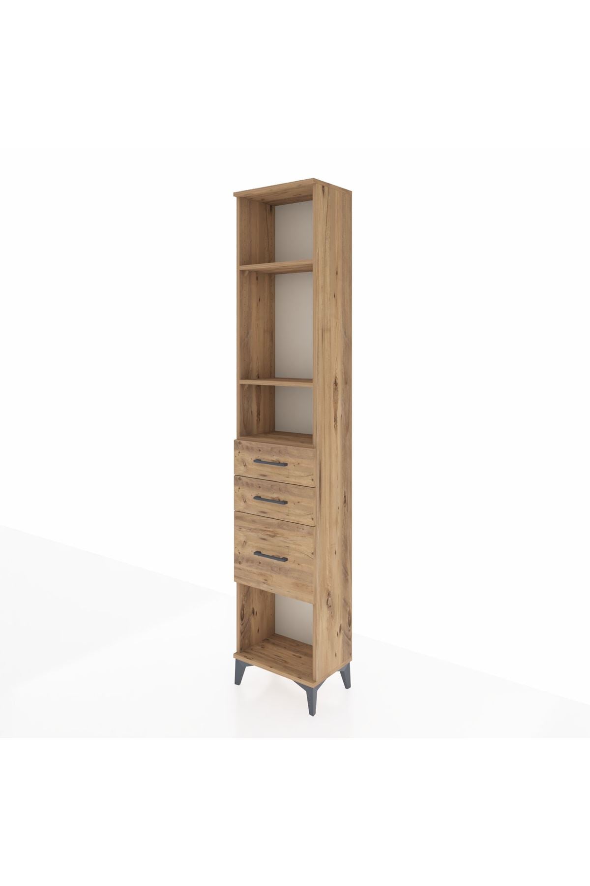 Arges Dolap 3 Raflı 3 Çekmeceli 44x30x221 Çam-Çam