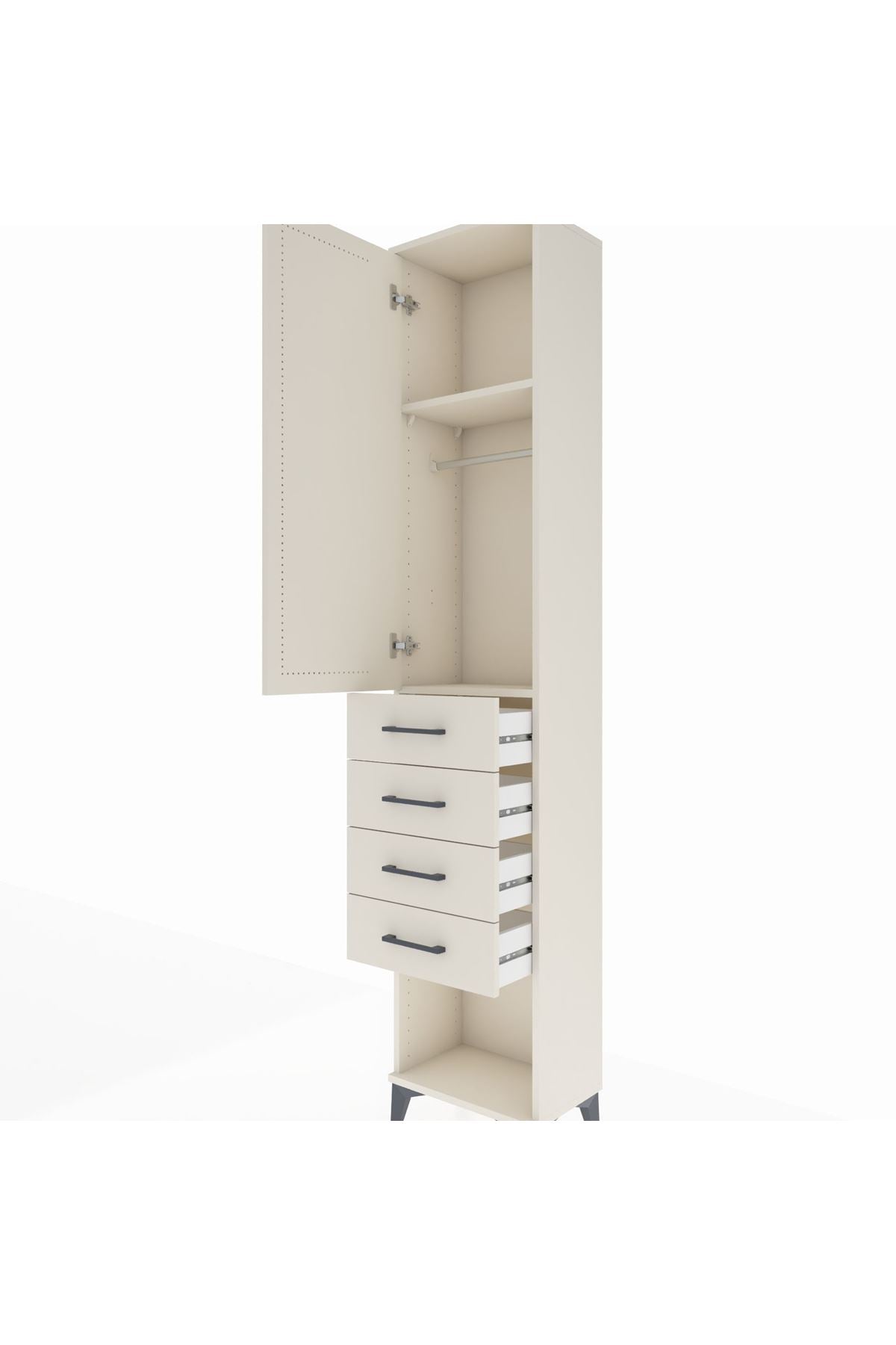 Arges Dolap 2 Raflı 4 Çekmeceli Tek Askılı 44x30x221 Aytaşı-Aytaşı