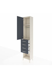 Arges Dolap 2 Raflı 4 Çekmeceli Tek Askılı 44x30x221 Aytaşı-Antrasit