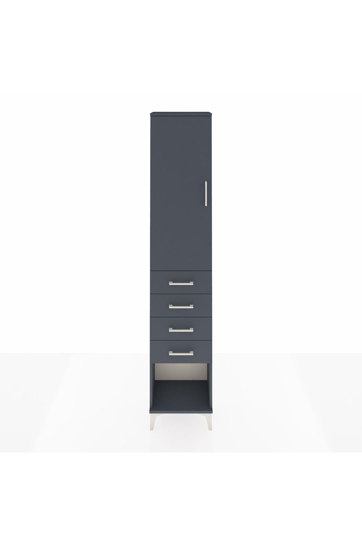 Arges Dolap 2 Raflı 4 Çekmeceli Tek Askılı 44x30x221 Antrasit-Antrasit