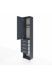 Arges Dolap 2 Raflı 4 Çekmeceli Tek Askılı 44x30x221 Antrasit-Antrasit