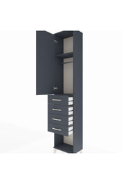 Arges Dolap 2 Raflı 4 Çekmeceli Tek Askılı 44x30x221 Antrasit-Antrasit