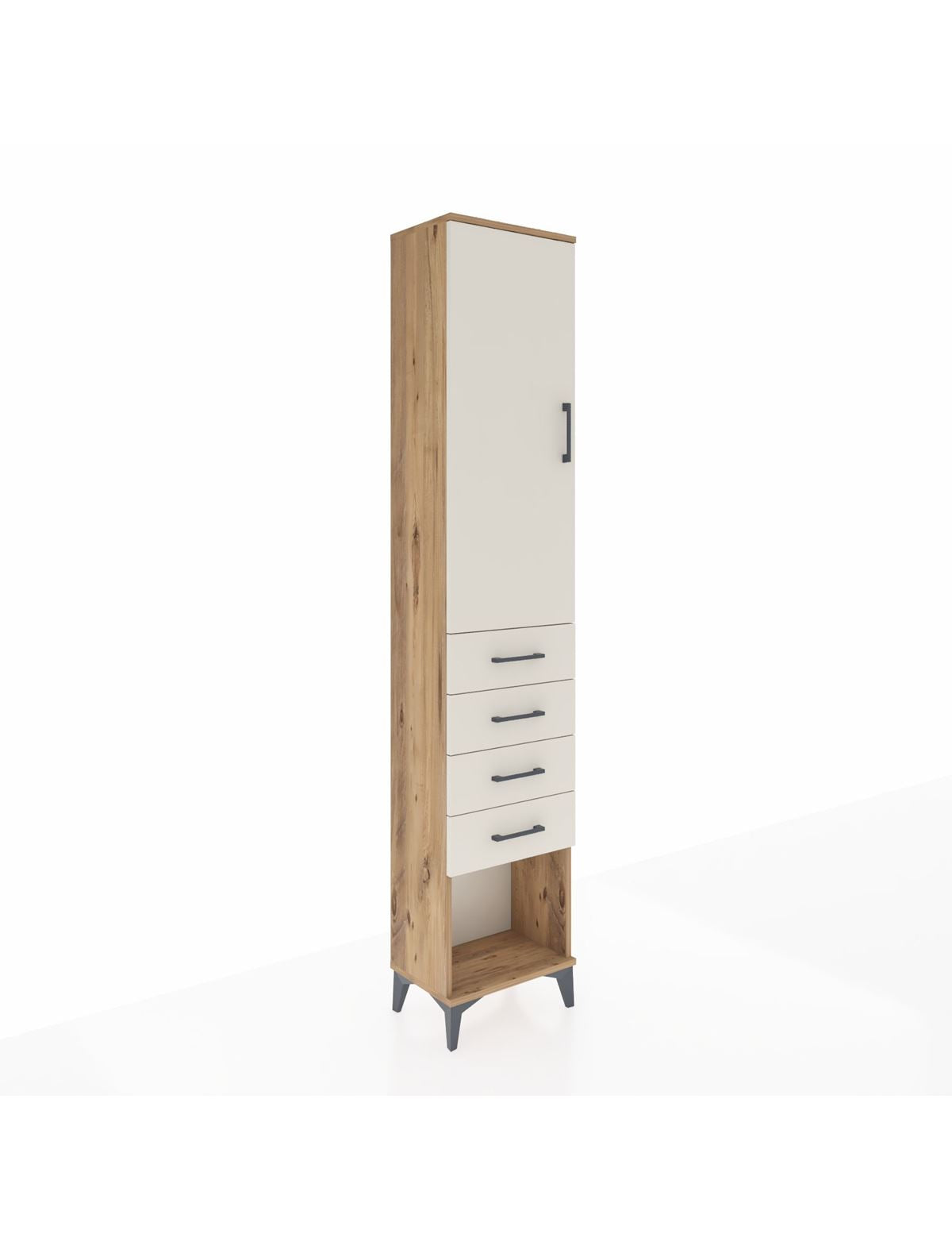 Arges Dolap 2 Raflı 4 Çekmeceli Tek Askılı 44x30x221 Çam-Aytaşı