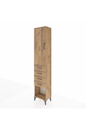 Arges Dolap 2 Raflı 4 Çekmeceli Tek Askılı 44x30x221 Çam-Çam