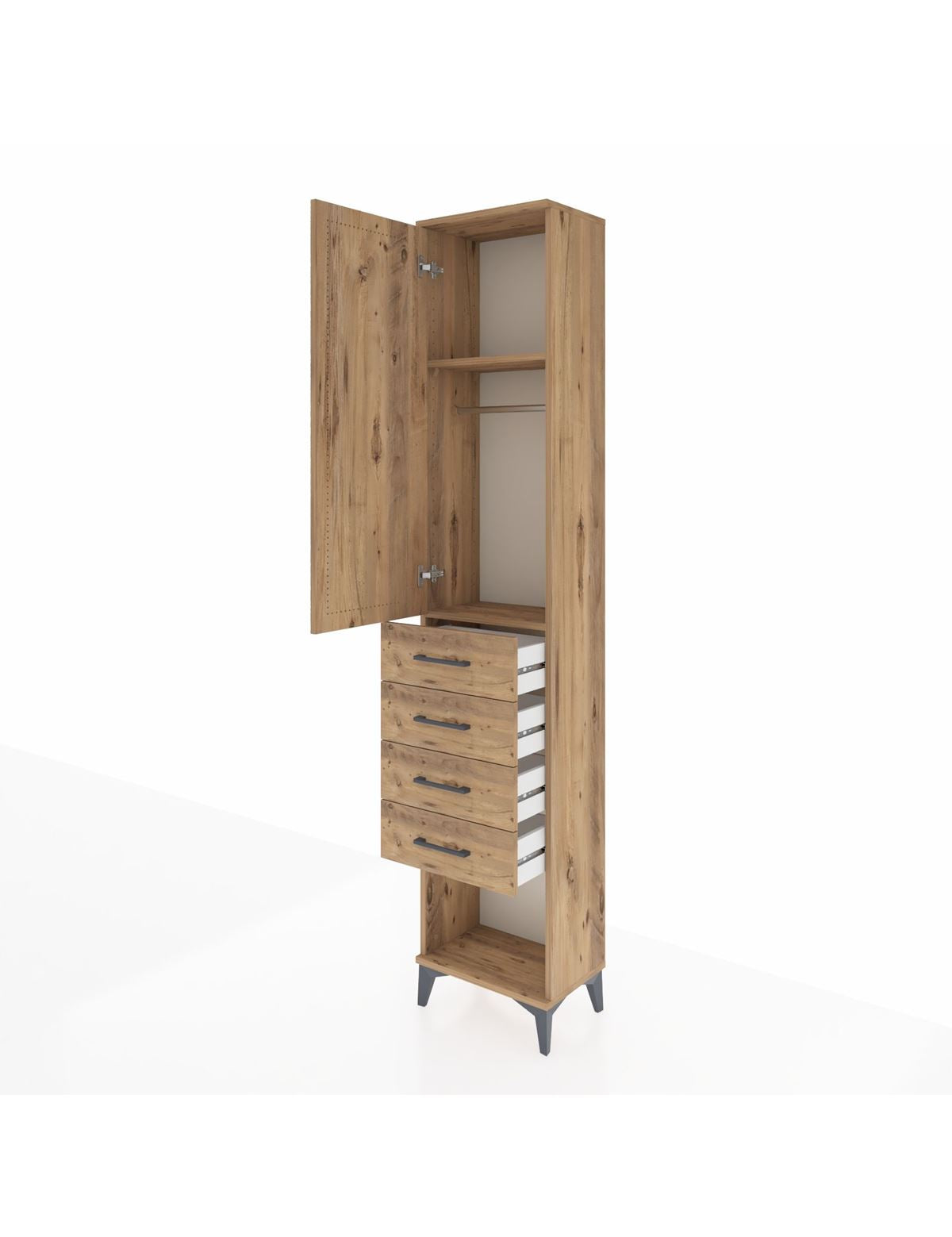Arges Dolap 2 Raflı 4 Çekmeceli Tek Askılı 44x30x221 - S28M153V9A