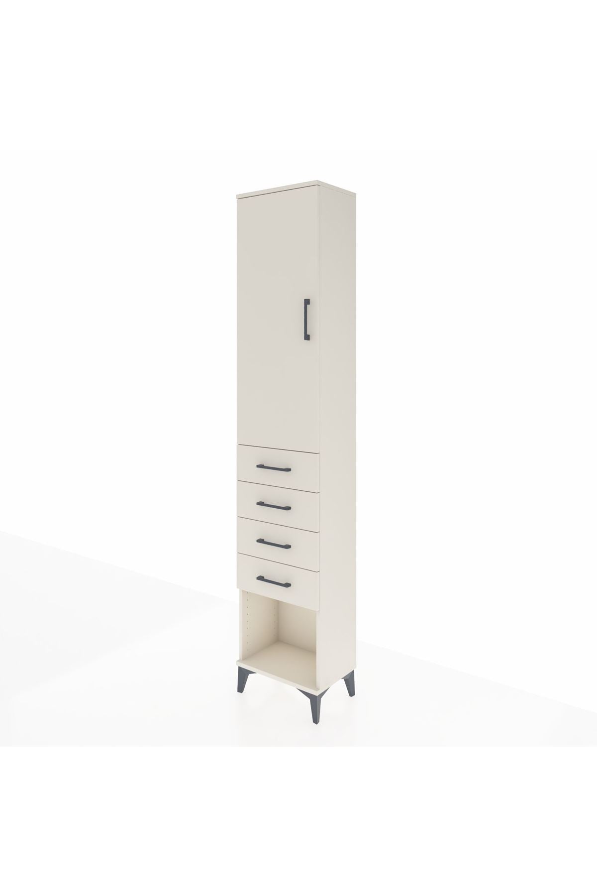 Arges Dolap 3 Raflı 4 Çekmeceli Tek Kapaklı 44x30x221 Aytaşı-Aytaşı