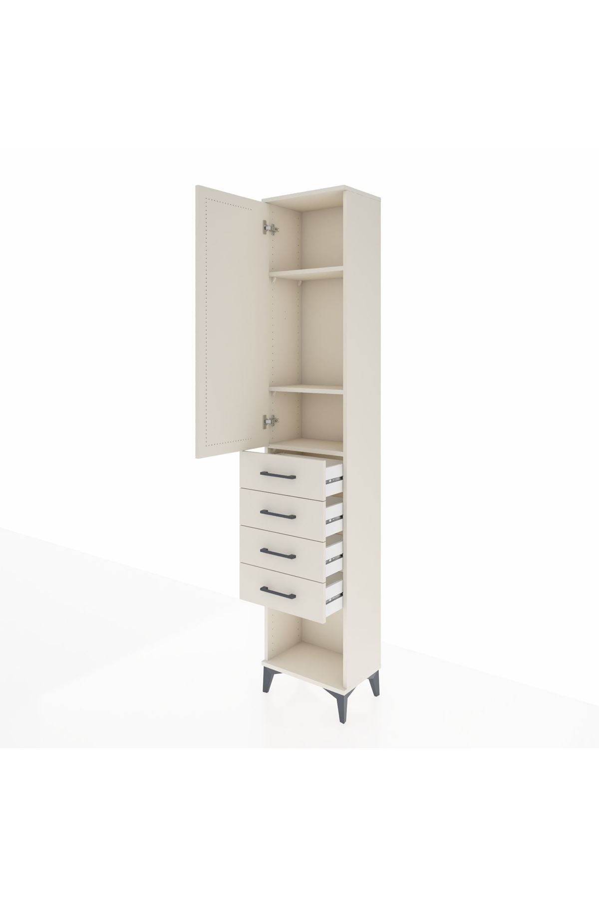 Arges Dolap 3 Raflı 4 Çekmeceli Tek Kapaklı 44x30x221 Aytaşı-Aytaşı