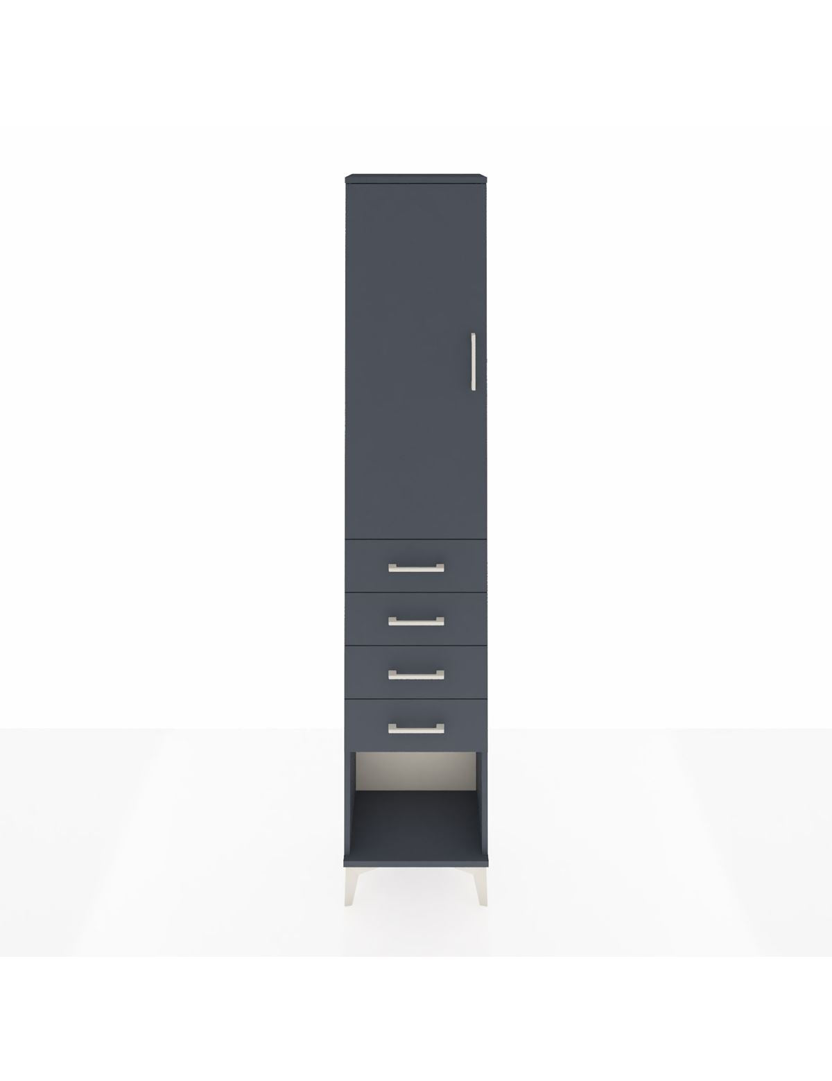 Arges Dolap 3 Raflı 4 Çekmeceli Tek Kapaklı 44x30x221 Antrasit-Antrasit