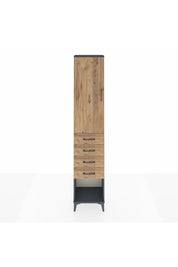 Arges Dolap 3 Raflı 4 Çekmeceli Tek Kapaklı 44x30x221 Antrasit-Çam