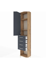 Arges Dolap 3 Raflı 4 Çekmeceli Tek Kapaklı 44x30x221 Çam-Antrasit