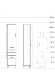 Arges Dolap 3 Raflı 4 Çekmeceli Tek Kapaklı 44x30x221 Çam-Çam