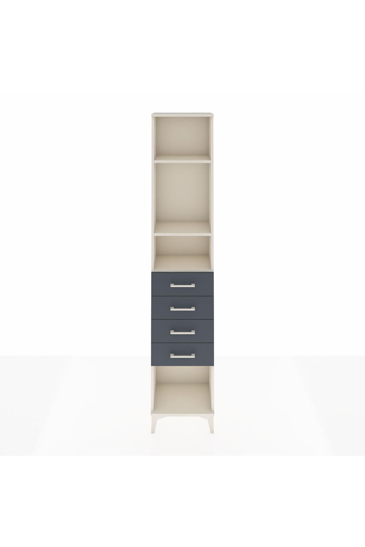 Arges Dolap 3 Raflı 4 Çekmeceli 44x30x221 Aytaşı-Antrasit