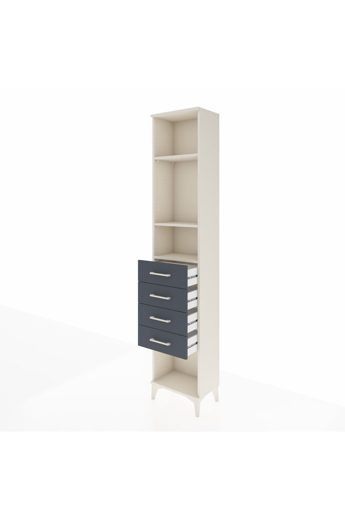 Arges Dolap 3 Raflı 4 Çekmeceli 44x30x221 Aytaşı-Antrasit