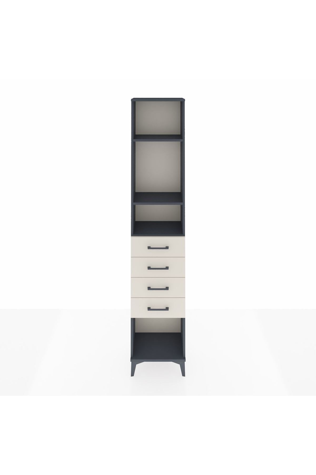 Arges Dolap 3 Raflı 4 Çekmeceli 44x30x221 Antrasit-Aytaşı