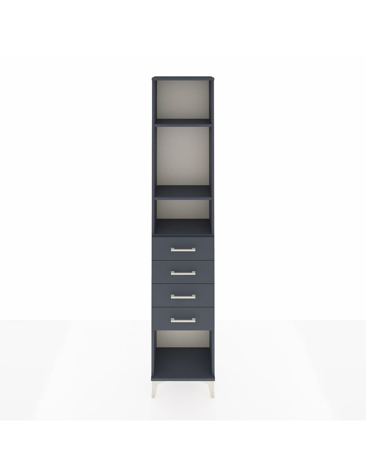 Arges Dolap 3 Raflı 4 Çekmeceli 44x30x221 Antrasit-Antrasit