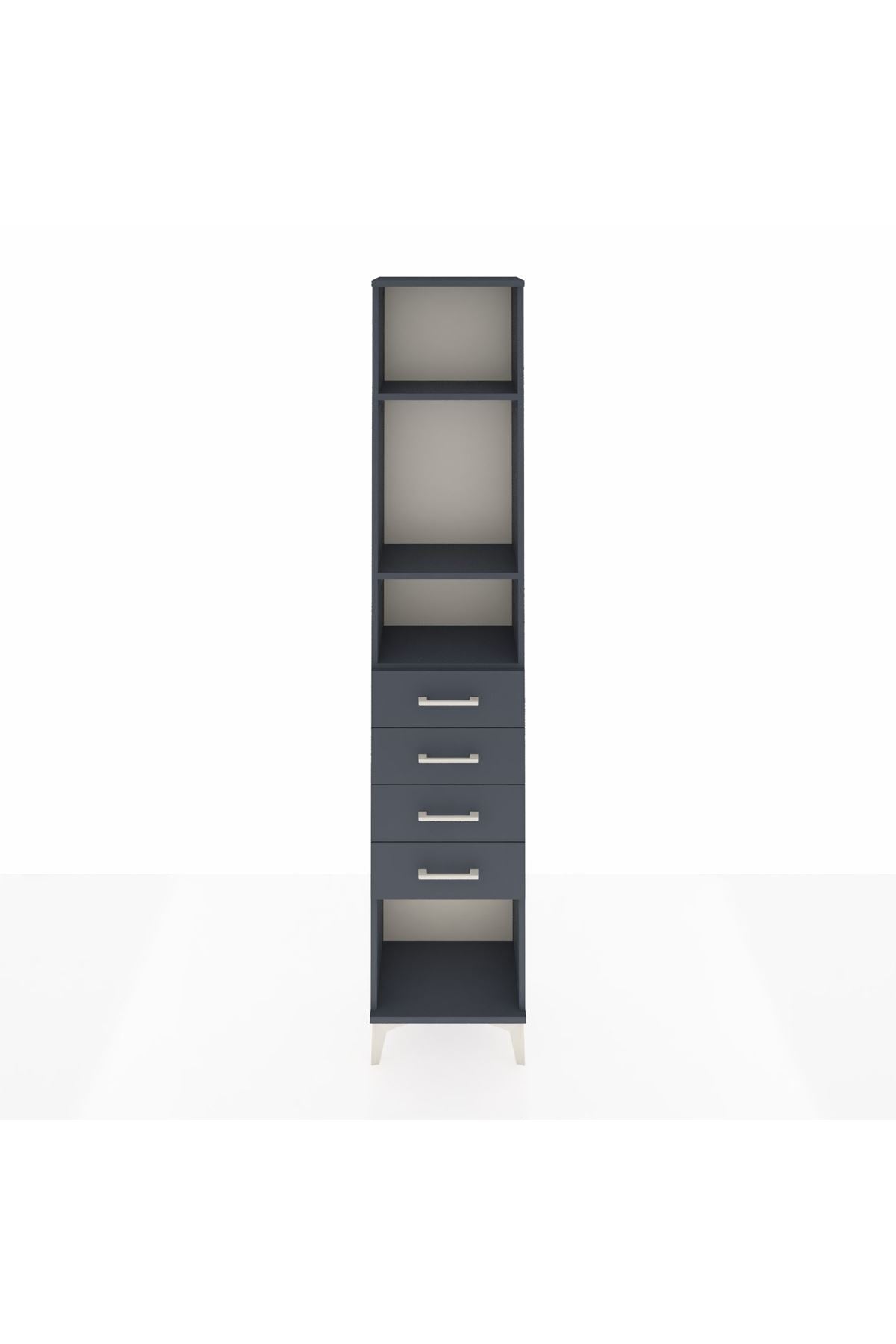 Arges Dolap 3 Raflı 4 Çekmeceli 44x30x221 Antrasit-Antrasit