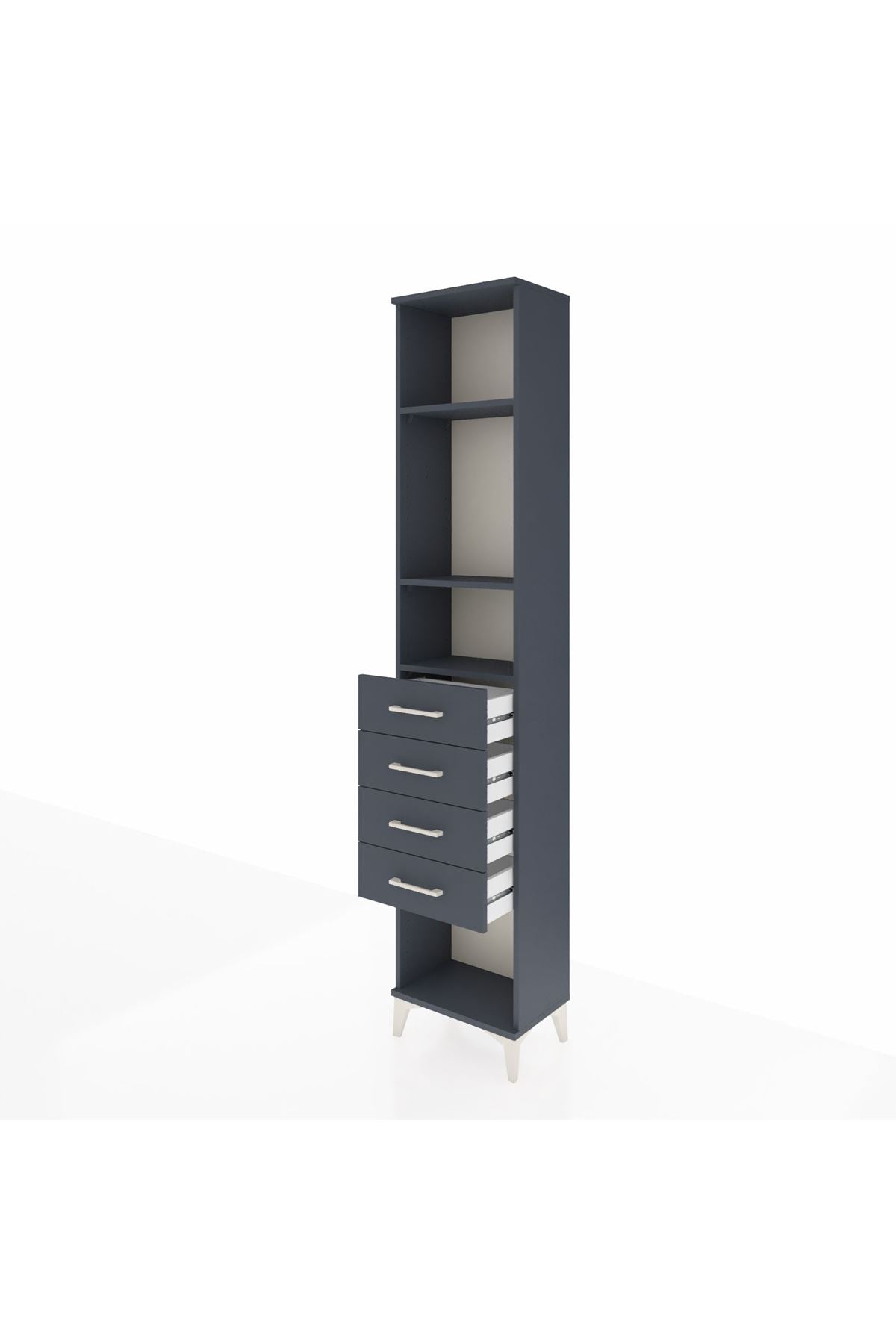 Arges Dolap 3 Raflı 4 Çekmeceli 44x30x221 Antrasit-Antrasit