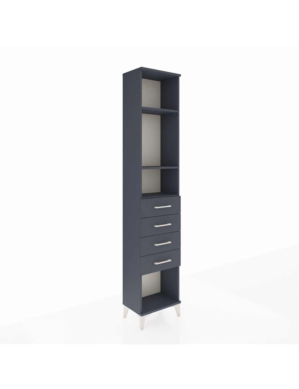 Arges Dolap 3 Raflı 4 Çekmeceli 44x30x221 Antrasit-Antrasit