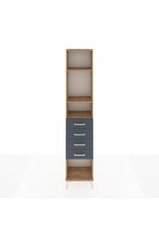 Arges Dolap 3 Raflı 4 Çekmeceli 44x30x221 Çam-Antrasit