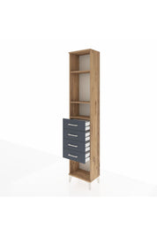 Arges Dolap 3 Raflı 4 Çekmeceli 44x30x221 Çam-Antrasit