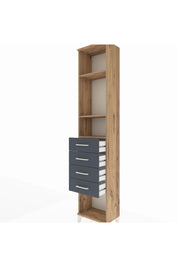 Arges Dolap 3 Raflı 4 Çekmeceli 44x30x221 Çam-Antrasit