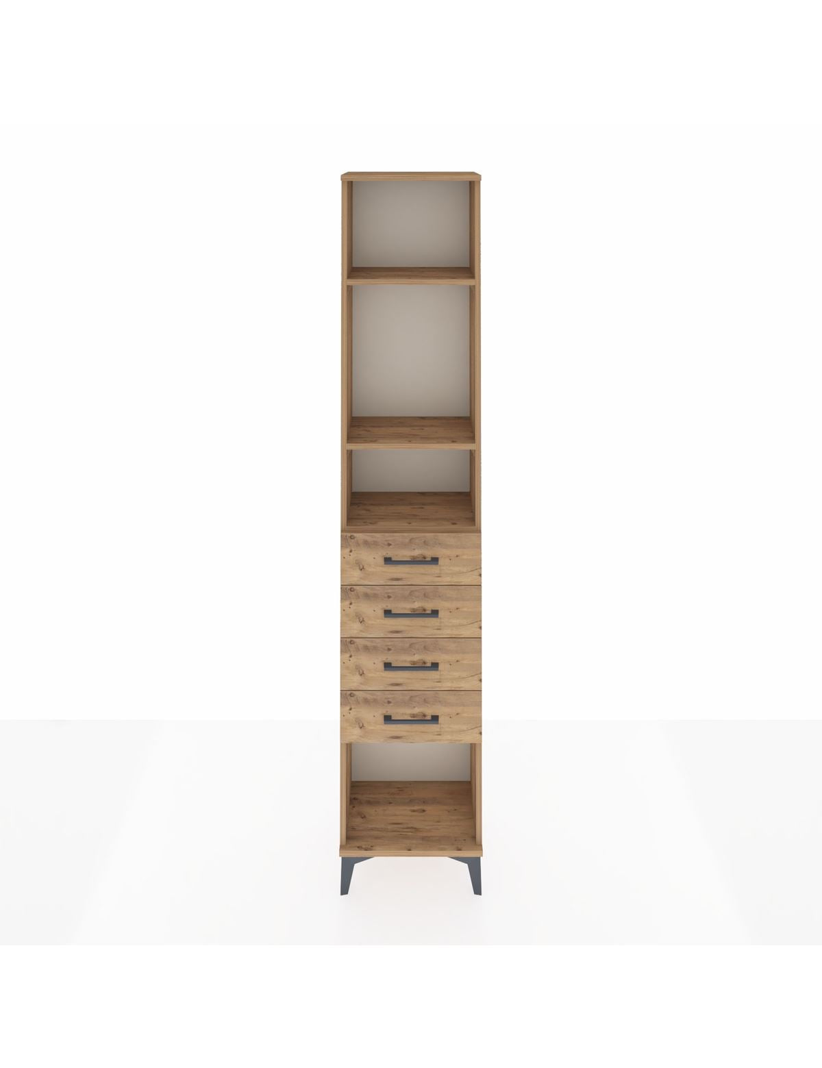 Arges Dolap 3 Raflı 4 Çekmeceli 44x30x221 Çam-Çam