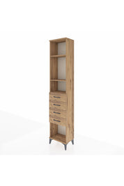 Arges Dolap 3 Raflı 4 Çekmeceli 44x30x221 Çam-Çam