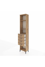 Arges Dolap 3 Raflı 4 Çekmeceli 44x30x221 Çam-Çam