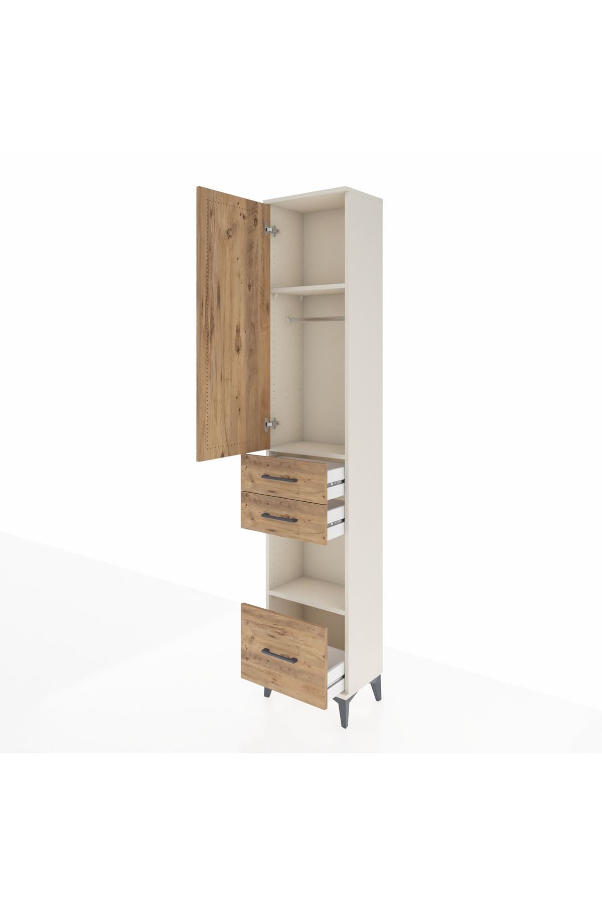 Arges Dolap 3 Raflı 3 Çekmeceli Tek Askılı 44x30x221 Aytaşı-Çam