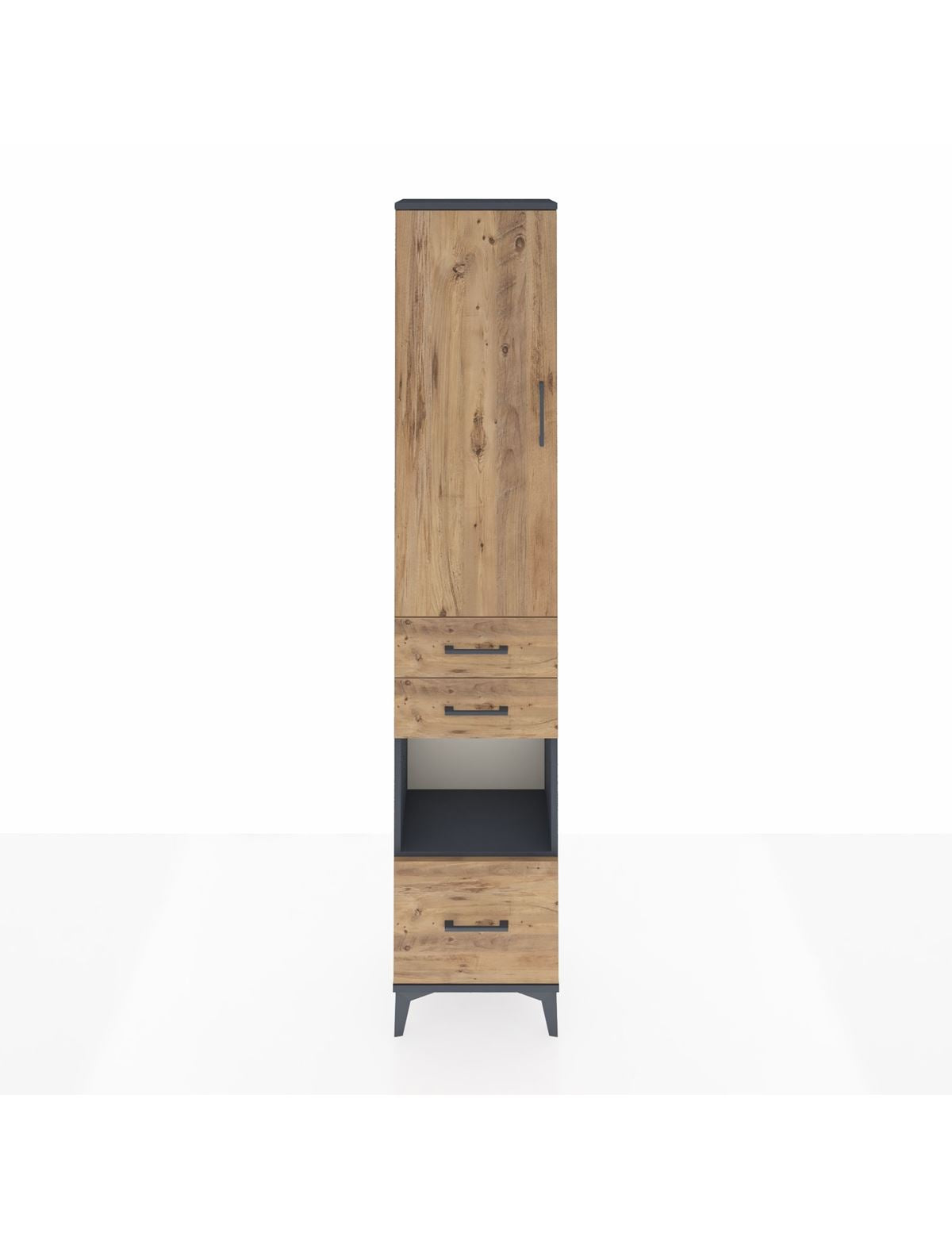 Arges Dolap 3 Raflı 3 Çekmeceli Tek Askılı 44x30x221 Antrasit-Çam