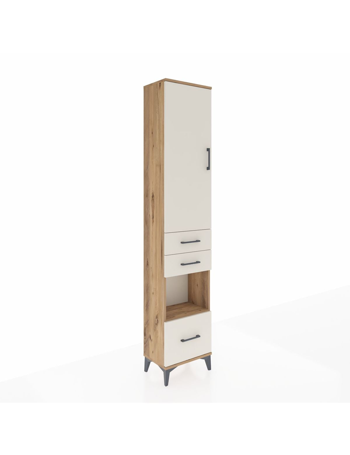 Arges Dolap 3 Raflı 3 Çekmeceli Tek Askılı 44x30x221 Çam-Aytaşı