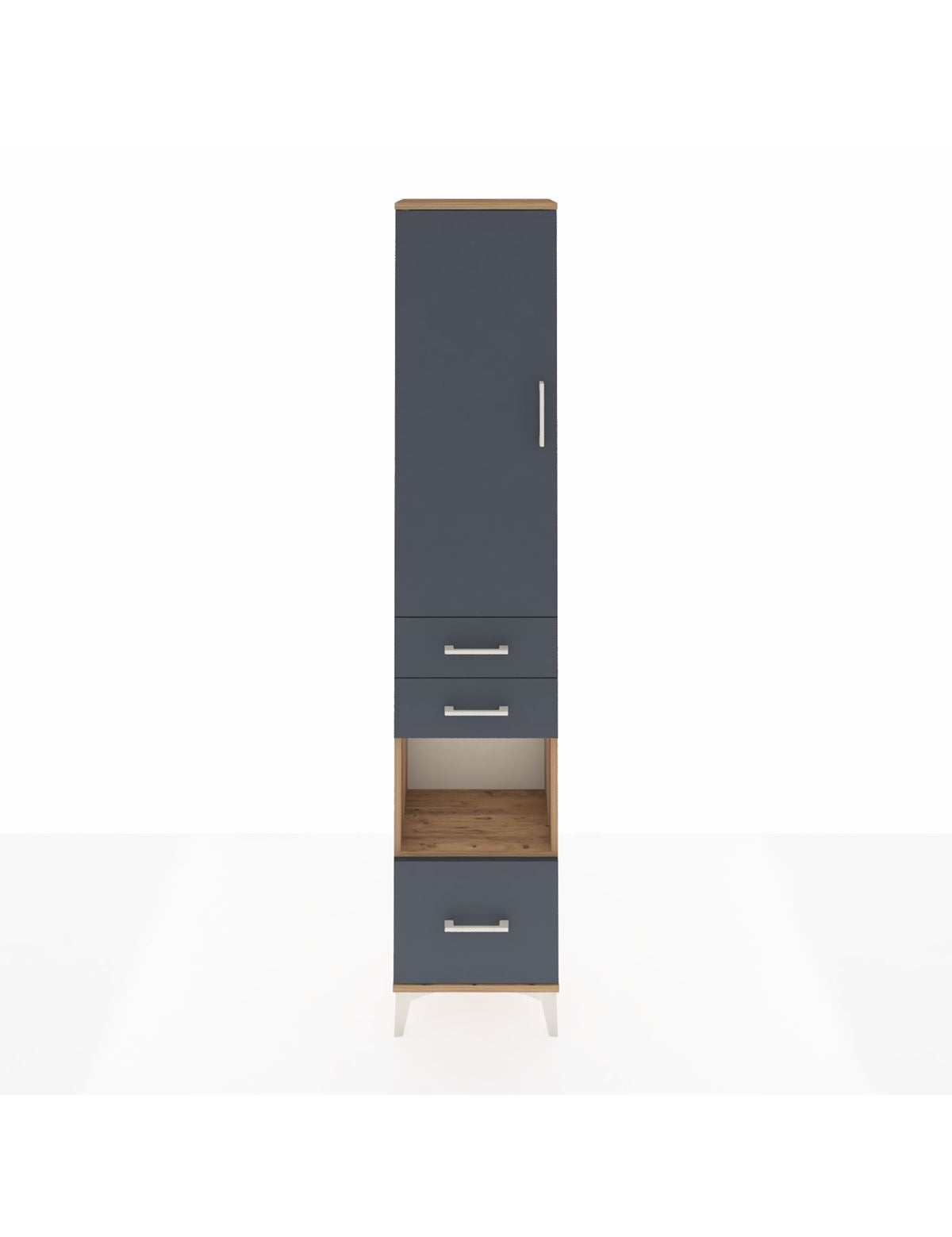 Arges Dolap 3 Raflı 3 Çekmeceli Tek Askılı 44x30x221 Çam-Antrasit